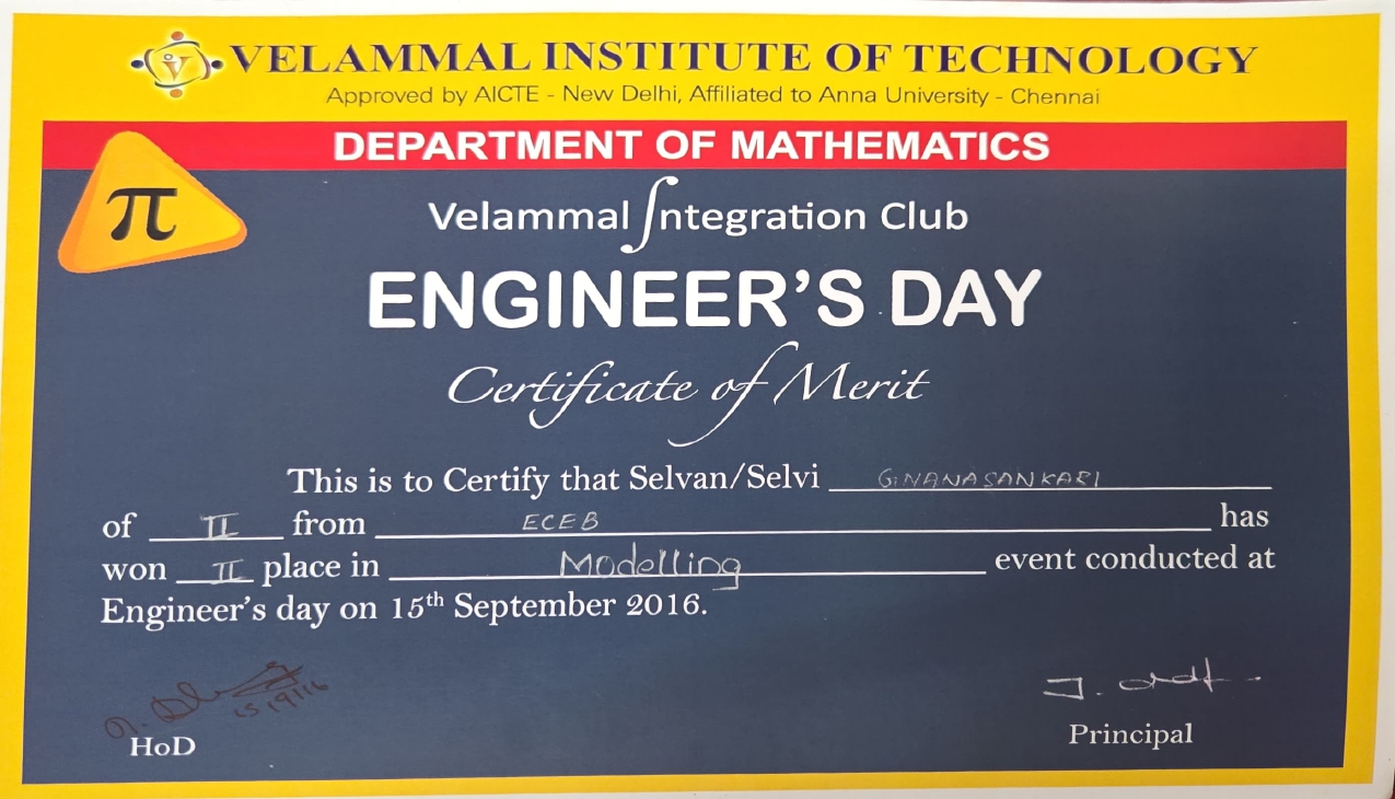 Won At Maths Project Competition