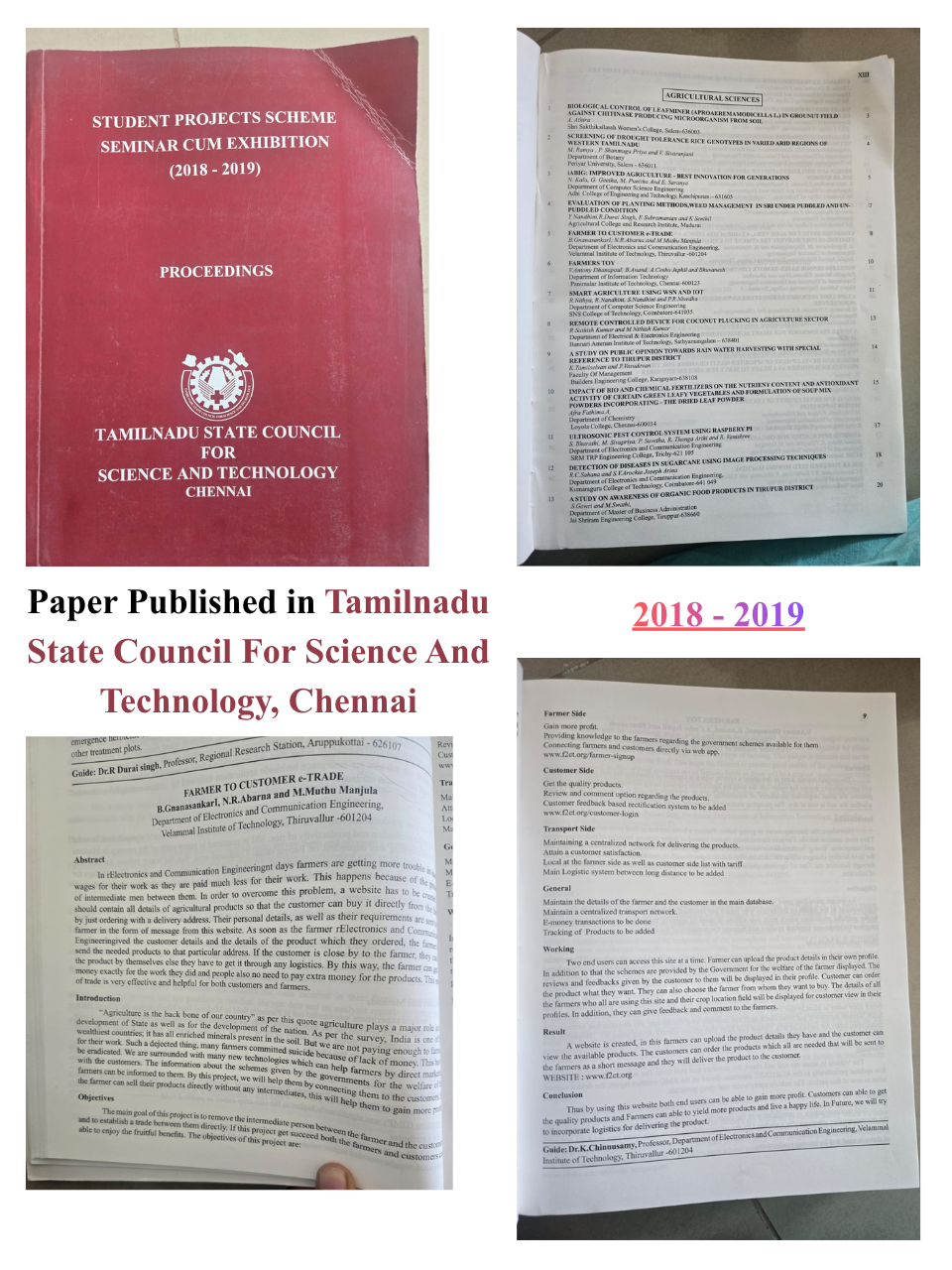Paper Published in Tamilnadu State Council
